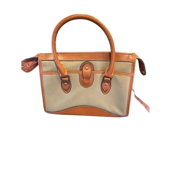 Vintage Dooney & Bourke Taupe/British Tan Leather Satchel Bag - Picture 7 of 10